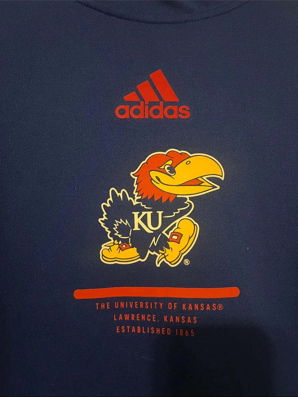 adidas Royal Blue & Red Kansas Jayhawks Pullover Hoodie